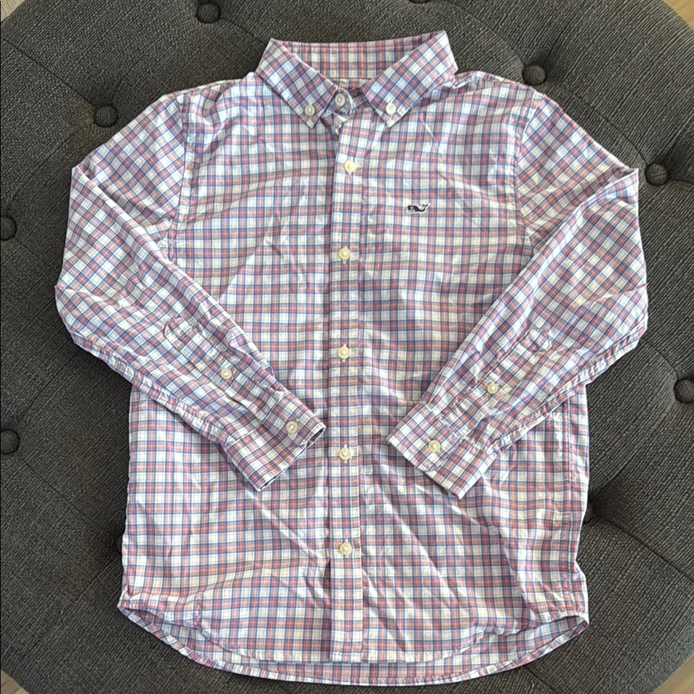 Vineyard Vines Pink/Peach and Blue Plaid Shirt
